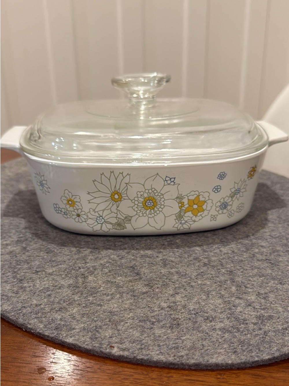 Vtg 2 Qt Corning Ware A-2-B FLORAL BOUQUET Daisy Casserole Dish w/Lid 2qt